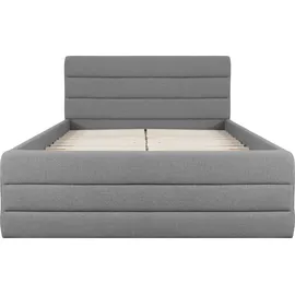 Home Affaire Polsterbett HOME AFFAIRE "Merrit", grau (hellgrau), B:213cm H:124cm L:234cm, Struktur (70% recyceltes Polyester, 30% Polyester), Betten, Polsterbett ohne Bettkasten Polsterbett, Quernaht im Kopf- und Fußteil, in 5 Breiten, auch in 220 cm Länge