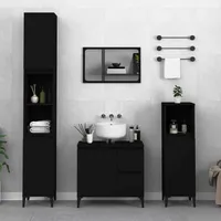 VidaXL Badschrank Schwarz 30x30x100 cm Holzwerkstoff