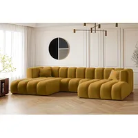 Kaiser Möbel Ecksofa U-from, Sofa Grand modular stoff Salvador und Haga, Zwei Arten von Stoffen, große Auswahl an Farben, praktisch, bequem gelb