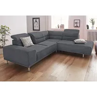 Ecksofa SIT&MORE "Mariola L-Form" Sofas Gr. B/H/T: 263 cm x 93 cm x 234 cm, Lu x us-Microfaser ALTARA NUBUCK, Ottomane rechts, mit Sitztiefenverstellung-mit Kopfteilverstellung, grau (dunkelgrau) Ecksofas mit Federkern und Ottomane, inklusive Sitztiefenverstellung