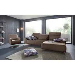 Ecksofa SIT & MORE "Gizeh L-Form", braun (chocco), B:289cm T:178cm, Sofas, Fußhöhe 15 cm, inklusive Sitztiefenverstellung und Kopfteilverstellung