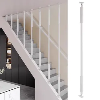 Geländer Treppengeländer Winkeleinstellbare Treppengeländerstäbe für ebene und schräge Treppen, Anpassbare Länge Spindeln für Treppe zur Verhinderung von Stürzen, Treppe Schritt Dekoration(White,80cm/