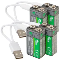 Tka 4er-Set Li-Ion-Akkus Typ 9-V-Block mit USB-C, 340 mAh,