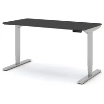 Assmann Electronic ASSMANN Schreibtisch Anthrazit Silber, Metall, 140x127x70 cm, Arbeitszimmer, Schreibtische, Bürotische