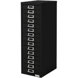 ML-Design Aktenschrank mit 15 Schubladen 28x38x87cm, Schwarz, Metall für DIN A4, Büroschrank mit Etikettenhalter, Stahlschrank