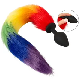 You2Toys „fluffy tail“ mit buntem Kunstfell-Schweif, schwarz