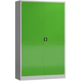 Metallschrank abschließbar Flügeltürenschrank 1945 x 1200 x 420 mm lichtgrau/gelbgrün X-530375