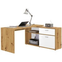 FMD Eckschreibtisch »Diego«, Artisan-Oak/weiß, , 34926720-0 B/H/T: 138 cm x 75 cm x 67,5 cm,