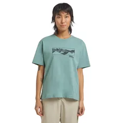 T-Shirt JACK WOLFSKIN "CORDILLERA T W", Damen, Gr. XS, mountain, softjade, Oberstoff: 100% BAUMWOLLE ; Oberstoff: 100% BAUMWOLLE, Shirts