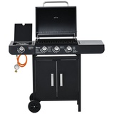 Outsunny Gasgrill mit 3+1 Brennern schwarz