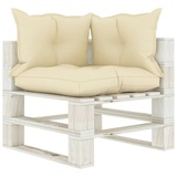 vidaXL Garten-Paletten-Ecksofa mit Kissen in Creme Holz