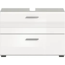 WELLTIME Waschbeckenunterschrank WELLTIME "Calcio, Breite 80 cm, 2 Schubkästen, davon einer geteilt", grau (hellgrau, weiß hochglanz), B:80cm H:56cm T:32cm, FSC-zertifizierter Holzwerkstoff, Schränke, Waschbeckenunterschrank, MDF Front, Badschrank, Bad-Möbel,