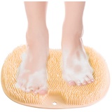 HUIEYE Dusch Fußmassagegerät Scrubber,Fußbürste Wäscher,Dusch fußreiniger fußwäscher wasch pad With Non-Slip Saugnapf,Rückenschrubber Bath Massagepad Weichen Borsten für Exfoliates Beruhigt müde(Gelb)