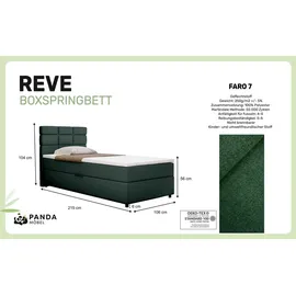 panda möbel Boxspringbett 100x200, mit Bettkast und Topper- dunkelgrün