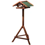 Dobar dobar® Vogelfutterhaus Panorama Gr. L mit Bitumendach inkl. Ständer - Vogelhaus für Wildvögel - 44 x 44 x 121,5 cm - Braun-Grün