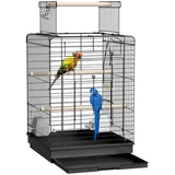 FIVMEN Vogelkäfig Papageienkäfig Vogelvoliere Vogelkäfig Vogelhaus Käfig, Voliere kanarienvögelkäfig Schwarz 40x40x72cm (mit Offenem Dach) schwarz