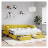 vidaXL Tagesbett Ausziehbar mit Schubladen Gelb 90x200 cm Samt - Gelb