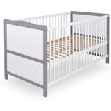 jonka Babybett und Kinderbett Moritz 70 x 140 cm - Weiß Grau