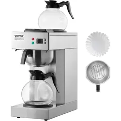 VEVOR Kommerzielle Filterkaffeemaschine Kaffeemaschine mit 2 Glaskaraffen