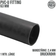 tubofuro(pt) Mega Druckrohr 1,00 m Glatt Pvc-u Ø 63 x 2,4 mm (pn10), grau