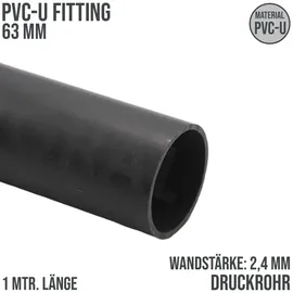 tubofuro(pt) Mega Druckrohr 1,00 m Glatt Pvc-u Ø 63 x 2,4 mm (pn10), grau