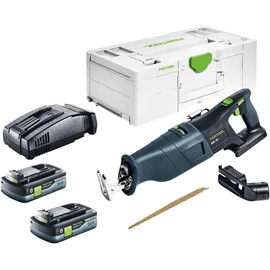 Festool RSC 18 EB-Basic Akku Säbelsäge 18 V Brushless + 2x Akku 4,0 Ah + Schnellladegerät + Systainer