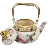 TOPPERFUN Vintage Emaille Wasserkocher 1,5l Für Herd Teekanne Aus Emailliertem Stahl Leichter Retro Teekessel Für Küche
