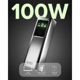 SBS PowerBank 20.000 mAh, 100 W, 74 Wh), Powerbank Grau