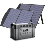 ALLPOWERS Tragbares Powerstation (S2000 Pro) 1451Wh 2400W AKKU Solargenerator Mobiler Stromspeicher Power Station(4000W Spitzenwert) mit 2x 100W Faltbares Solarpanel für Home Notfall Camping RV Reise