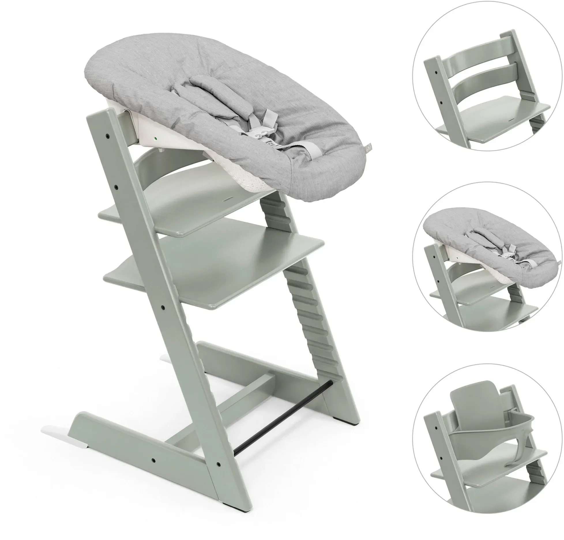 Stokke® TRIPP TRAPP® Bundle Treppenhochstuhl inkl. Newbornset Light Grey & Babyset, gruen