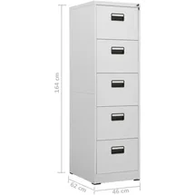 vidaXL Aktenschrank 46x62x164 cm Hellgrau