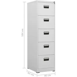 vidaXL Aktenschrank 46x62x164 cm Hellgrau