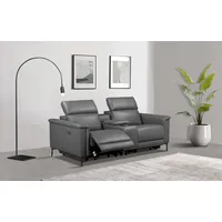 OTTO home 2-Sitzer OTTO HOME "LUND, Kinosofa, Relaxfunktion, TV-Sessel, manuell/elektrisch (USB-A)", grau, B:195cm H:97cm T:99cm, Kunstleder 100% Polyurethan, Sofas, Kopfteilverstellung, Getränkachhalter, u. Staufach