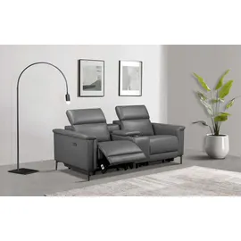 OTTO home 2-Sitzer OTTO HOME "LUND, Kinosofa, Relaxfunktion, TV-Sessel, manuell/elektrisch (USB-A)", grau, B:195cm H:97cm T:99cm, Kunstleder 100% Polyurethan, Sofas, Kopfteilverstellung, Getränkachhalter, u. Staufach