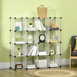 Homcom DIY Regalsystem 16 Würfeln stapelbar DIY-Würfelregal Kleiderschrank Aufbewahrungsregal Standregal Schuhregal von Büchern Spielzeug Schuhen aus