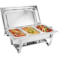 Morleos Speisewärmer Chafing-Dish 3X 1/3 GN 65 mm aus Edelstahl Warmhaltebehälter Essen Wärmebehälter für Speisen Buffetwärmer Event Catering-Zubehör Buffet