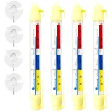 Lantelme Kühlschrankthermometer 4 Stück Kühlschrank Gefrierschrank Thermometer Saugnapf, 21 cm Lang, 2 cm Durchmesser, Temperatur+ - 40°C, Saugnapfhalterung weiß