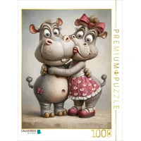 Calvendo Puzzle Nilpferd - Liebe 1000 Teile Lege-Größe 64x48cm