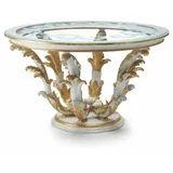 Casa Padrino Luxus Barock Esstisch mit Glasplatte Weiß / Gold Ø 140 cm - Italy