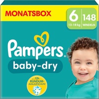 Pampers Windeln Größe 6, (13-18kg) Baby-Dry Gr. 13-18 kg, Monatsbox 148 Stück