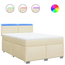 vidaXL Boxspringbett mit Matratze Creme 160x200 cm Stoff