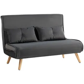 Homcom Schlafsofa 3 in 1 2 Sitzer mit Schlaffunktion, Samtoptik, - Dunkelgrau