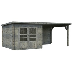 PALMAKO Blockbohlenhaus »Ella«, Holz, BxHxT: 554 x 214 x 340 cm (Außenmaße inkl. Dachüberstand) - grau
