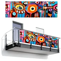 MuchoWow Balkon-Sichtschutz, Mehrfarbig, Kunststoff, Rechteckig, 300x90 cm, Sonnen- & Sichtschutz, Sichtschutz Garten, Balkon Sichtschutze