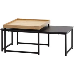 Couchtisch FineBuy Sofatisch 2er Set Holz Metall Satztisch Tisch Modern Design