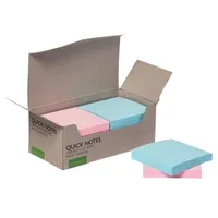 Q-Connect Haftnotizblock 12ST Recycling pastell KF17324, 76x76mm,