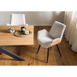 MASSIVMOEBEL24.DE Polsterstuhl Polyester beige/braun