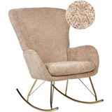 BELIANI Schaukelsessel Sandbeige Bouclé Stoff mit Armlehnen Goldene Beine für Wohnzimmer Kinderzimmer Schlafzimmer Wohnbereich Modernes Design - Beige/Gold