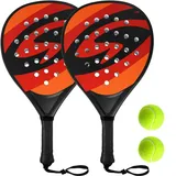 Jouryvue Padel Schläger-Set mit ABS-Oberfläche und Eva-Schaumkern, für Erwachsene, inklusive Zwei Bällen und Tragetasche, ideal für Beach & Court(Leuchtend orange)
