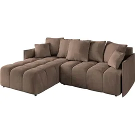altdecor Ecksofa mit Schlaffunktion und Bettkasten LONLI-L 251x189x68 cm Braun - Corner Sofa Bett Eckcouch Couch L-Form Schlafcouch Ausziehbar Wohn... - Braun/Dunkelbraun